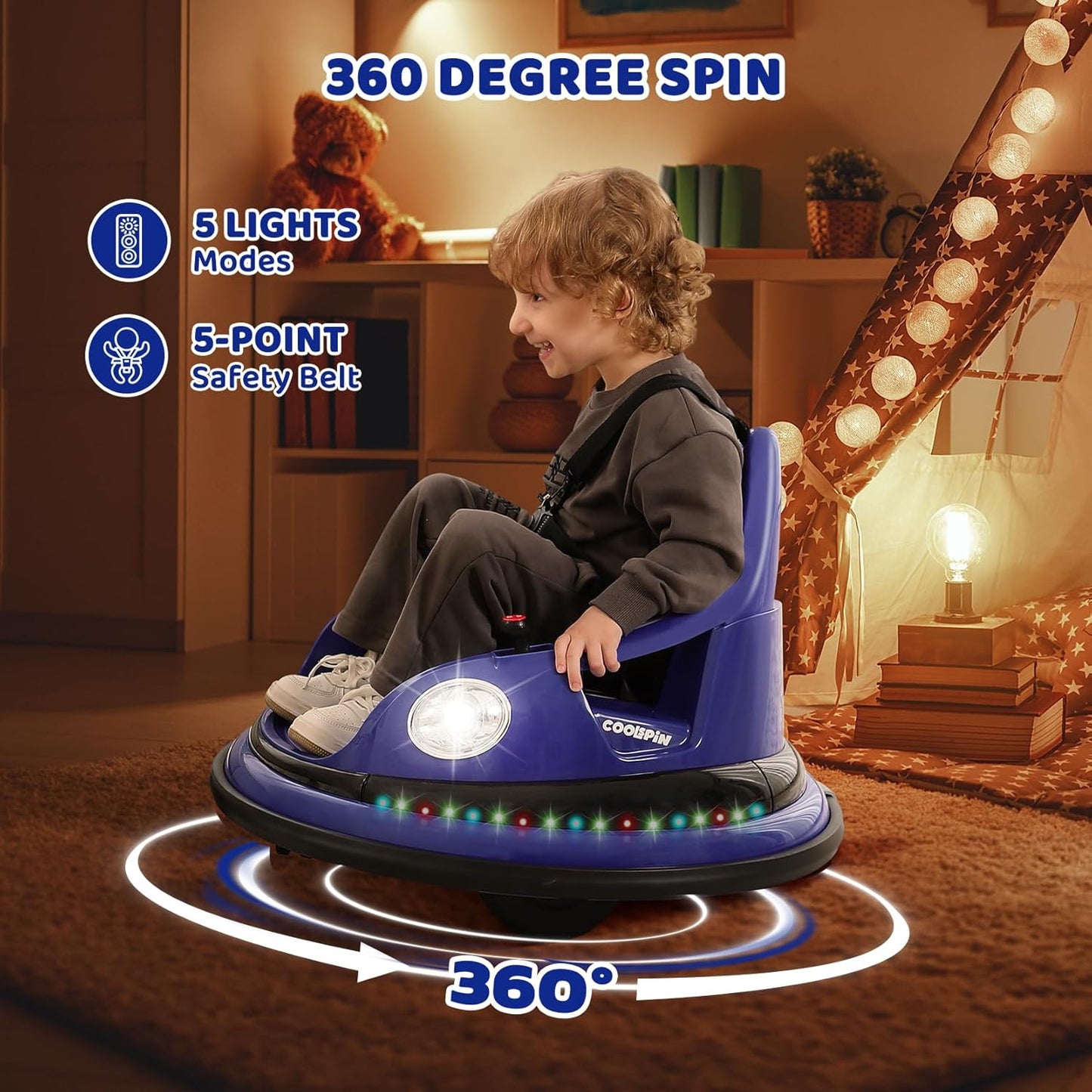 Bumper Car 12V Electric Car for Kids W/Parent Remote, Bluetooth Ride on Toy
