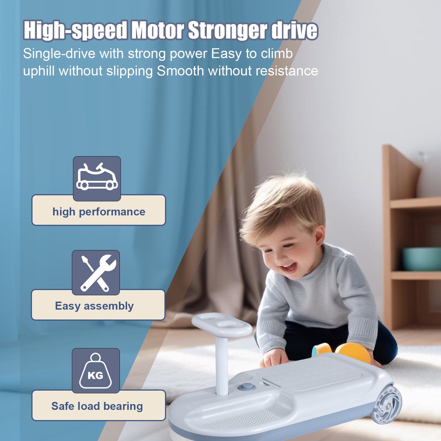 2-In-1 Toddler Electric Portable Car and On-The-Go Cleaning Mop Cart