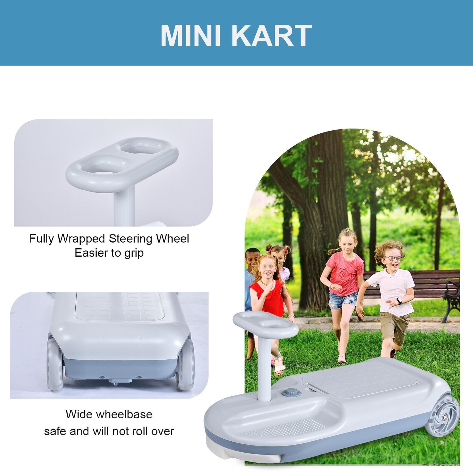 2-In-1 Toddler Electric Portable Car and On-The-Go Cleaning Mop Cart