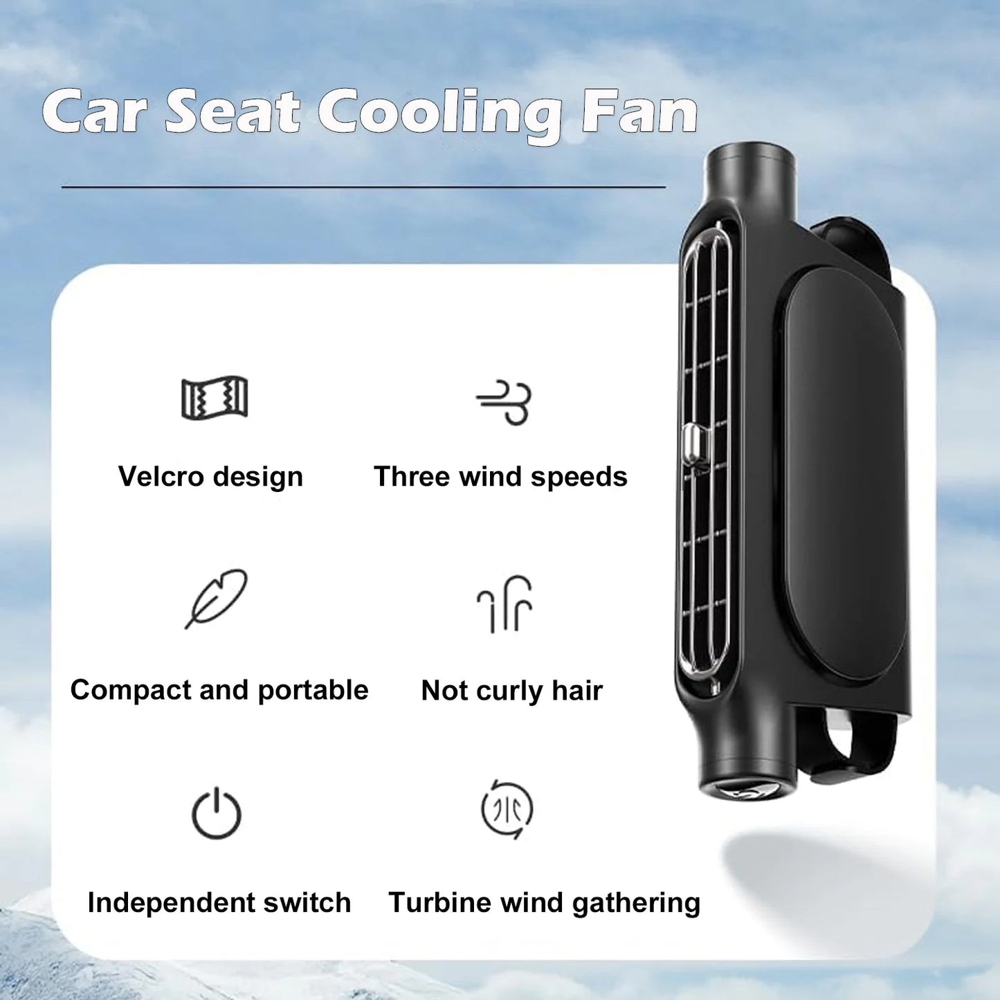 Car Seat Cooling Fan with 3 Speed ​​Rotating Fan 