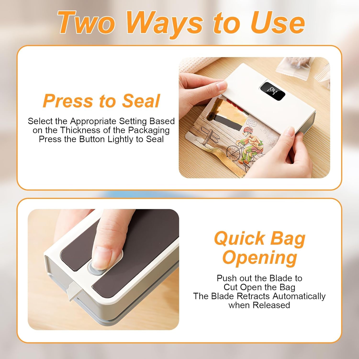 New Mini Bag Sealer, Chip Bag Sealer with Cutter and Magnet