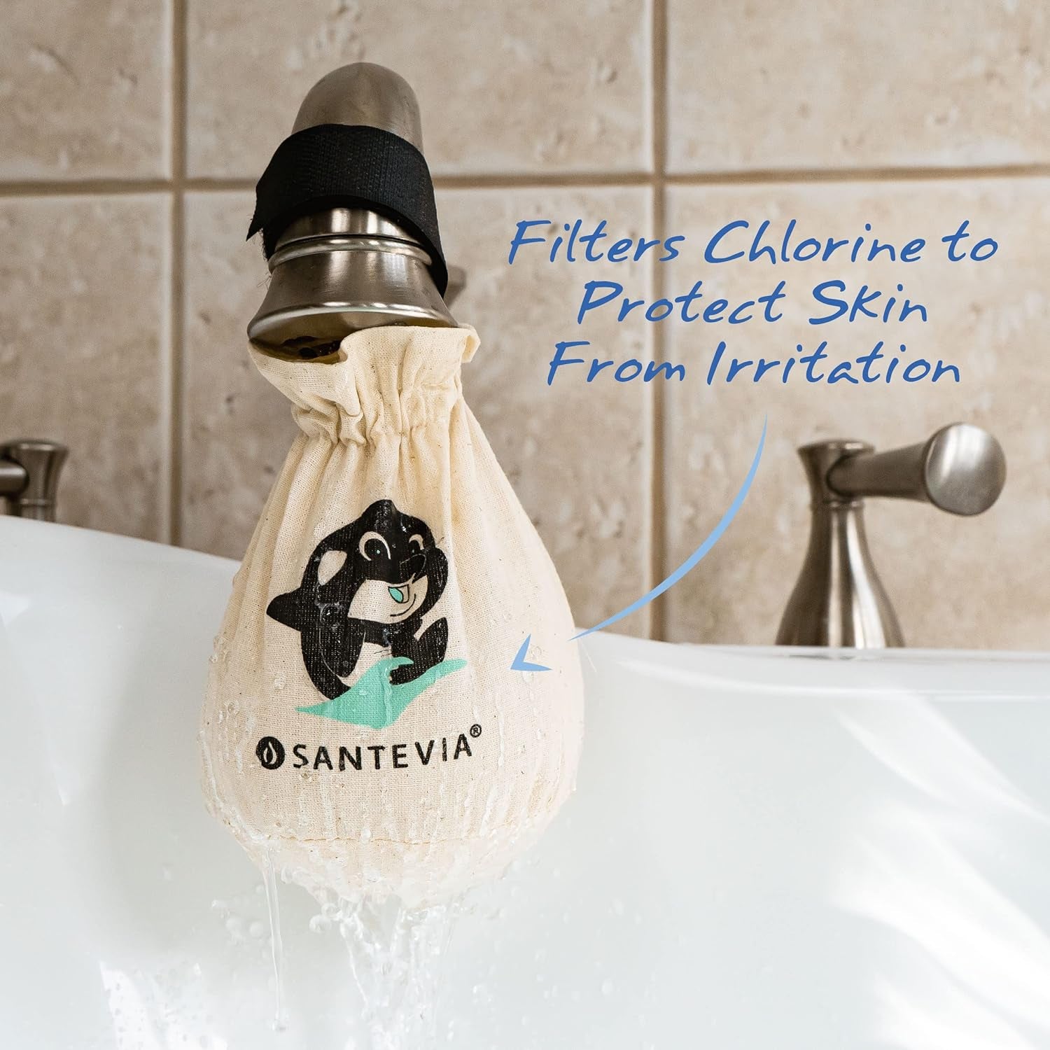 Organic Cotton Bath Faucet Filter for Sensitive Skin | Bathtub Water Purifier