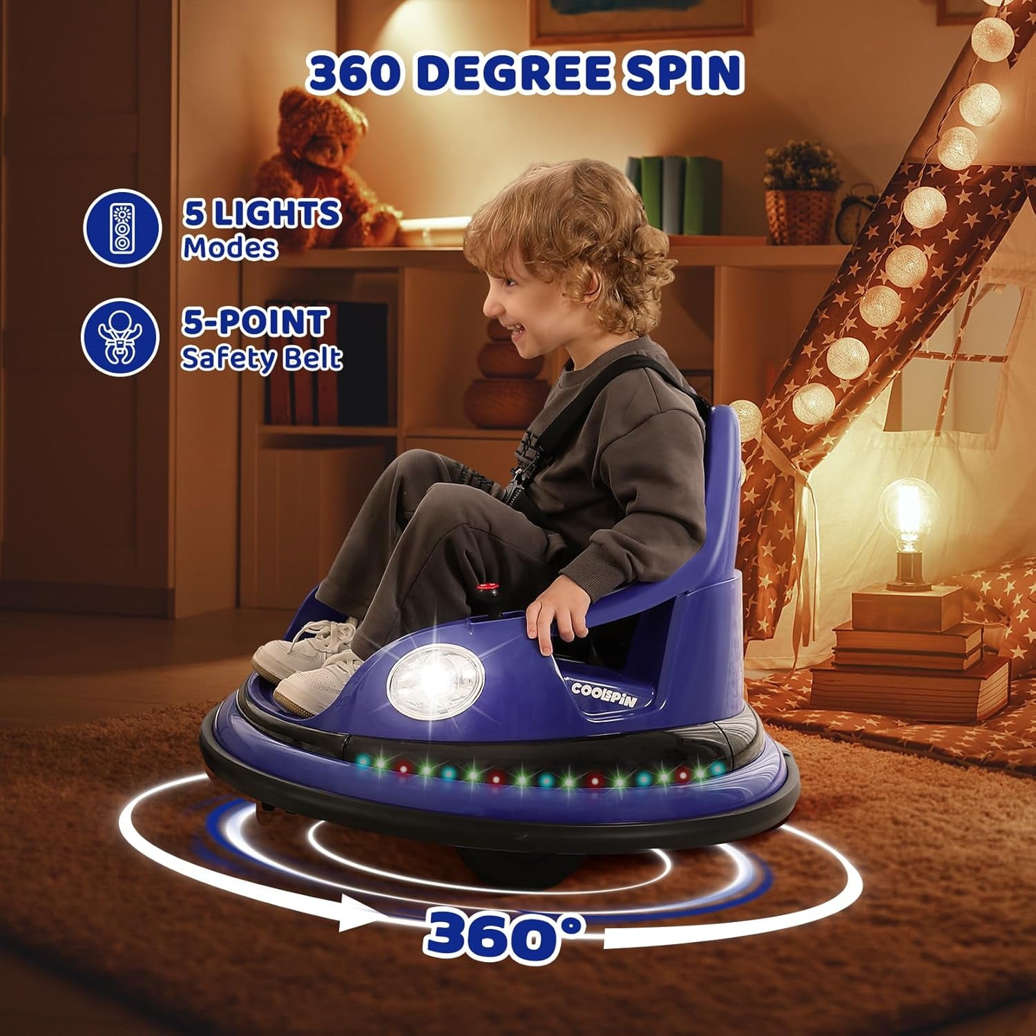 Bumper Car 12V Electric Car for Kids W/Parent Remote, Bluetooth Ride on Toy