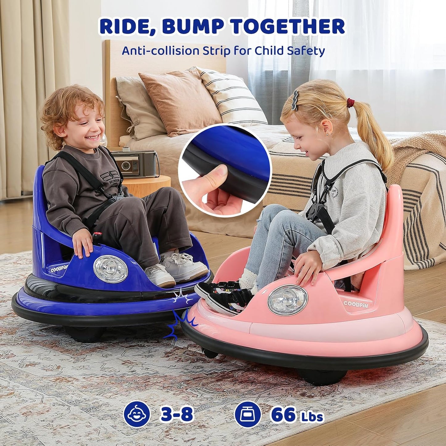 Bumper Car 12V Electric Car for Kids W/Parent Remote, Bluetooth Ride on Toy