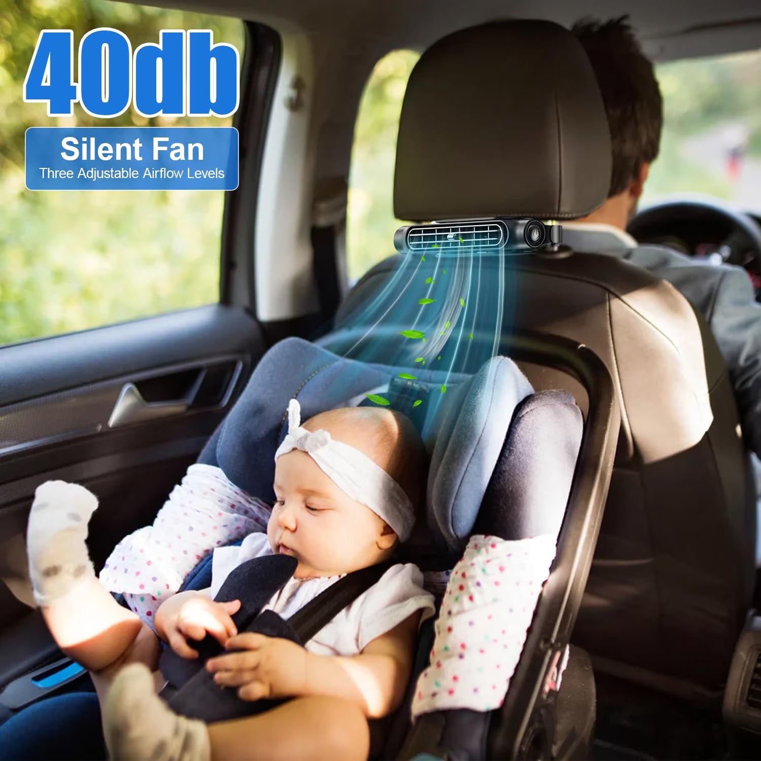 Car Seat Cooling Fan with 3 Speed ​​Rotating Fan 
