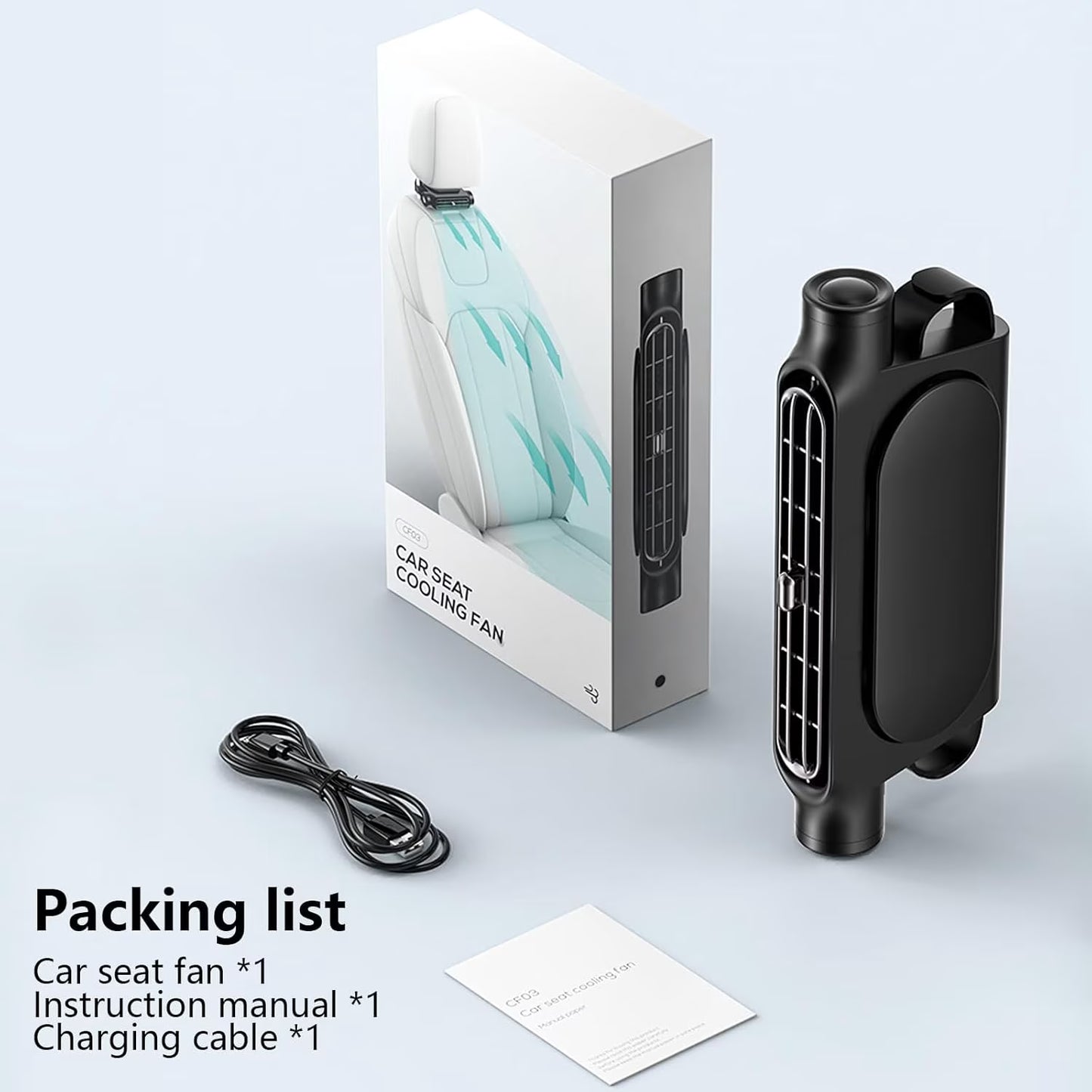 Car Seat Cooling Fan with 3 Speed ​​Rotating Fan 